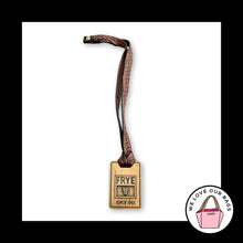 Load image into Gallery viewer, FRYE Gold Brass Metal Brown Leather Strap Loop Bag Charm Hang Tag Keychain Fob
