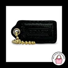 Load image into Gallery viewer, COACH HANG TAG 1.5" Black Patent Leather Bag Charm Keychain Fob Gold Brass Small
