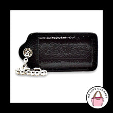 Load image into Gallery viewer, COACH HANG TAG 2" Bag Charm Keychain Fob Black Patent Textured Leather Nickel
