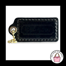 Load image into Gallery viewer, Rare COACH HANG TAG 2.5" Black Patent Leather Brass Bag Charm Keychain Fob Large
