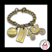 Load image into Gallery viewer, VINTAGE COACH Bag Charm Horse Carriage Brass Metal Chain Fob Keychain Hang Tag
