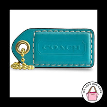 Load image into Gallery viewer, COACH Y2K VINTAGE Hang Tag 2.5" Blue Leather Bag Charm Keychain Fob Brass Large
