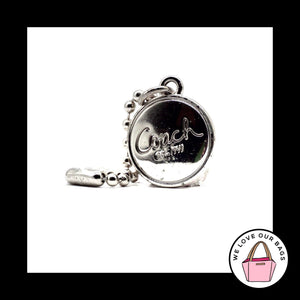 COACH SCRIPT ROUND Silver Nickel Metal Disc Key Fob Bag Charm Keychain Hang Tag