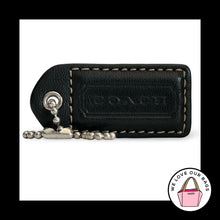 Load image into Gallery viewer, COACH Y2K VINTAGE Hang Tag 2" Black Leather Bag Charm Keychain Fob Nickel Medium
