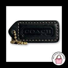 Load image into Gallery viewer, COACH Y2K VINTAGE Hang Tag 2" Black Leather Bag Charm Keychain Fob Brass Medium
