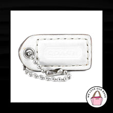 Load image into Gallery viewer, 1.5&quot; Small COACH White Saddle LEATHER Nickel Key Fob Bag Charm Keychain Hang Tag
