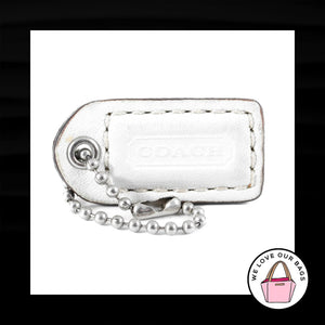 1.5" Small COACH White Saddle LEATHER Nickel Key Fob Bag Charm Keychain Hang Tag