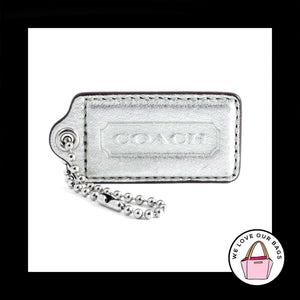 2.5" Large COACH SILVER Leather Nickel Key Fob Bag Charm Keychain Hang Tag