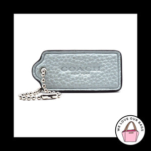 2" COACH NEW YORK Blue & Black Pebbled Leather Fob Bag Charm Keychain Hang Tag
