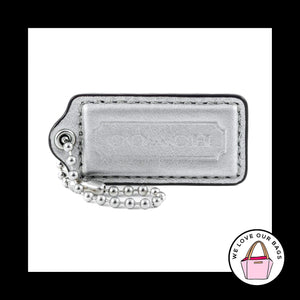 2.25" Medium COACH Silver Metallic Leather Key Fob Bag Charm Keychain Hang Tag