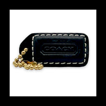 Load image into Gallery viewer, COACH Y2K VINTAGE Hang Tag 1.5" Black Bag Charm Keychain Fob Leather Brass Small
