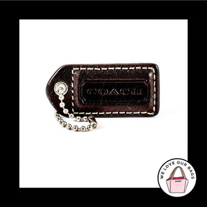 2" VINTAGE COACH Espresso Brown Leather Nickel Fob Bag Charm Keychain Hang Tag
