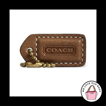 Load image into Gallery viewer, COACH Y2K VINTAGE Hang Tag 1.5" Brown Leather Bag Charm Keychain Fob Brass Small
