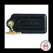 Load image into Gallery viewer, Rare COACH HANG TAG 2.5" Navy Blue Patent Leather Brass Bag Charm Keychain Large
