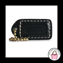 Load image into Gallery viewer, COACH Y2K VINTAGE Hang Tag 1.5" Black Leather Bag Charm Keychain Fob Brass Small
