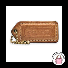 Load image into Gallery viewer, COACH Y2K VINTAGE Hang Tag 2" Brown Leather Bag Charm Keychain Fob Antique Brass
