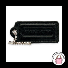 Load image into Gallery viewer, COACH HANG TAG 2.25" Black Smooth Leather Bag Charm Keychain Fob Nickel Large
