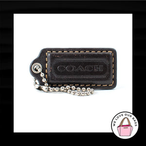 2" Medium COACH Mahogany Brown Leather Nickel Fob Bag Charm Keychain Hang Tag