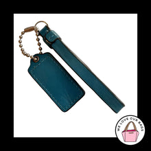 Load image into Gallery viewer, 2 pc LOT COACH Blue Leather Tassel &amp; Hang Tag Key Fob Bag Charm Keychain Nickel
