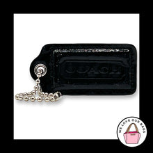 Load image into Gallery viewer, COACH HANG TAG 2" Bag Charm Keychain Fob Black Patent Leather Nickel Medium
