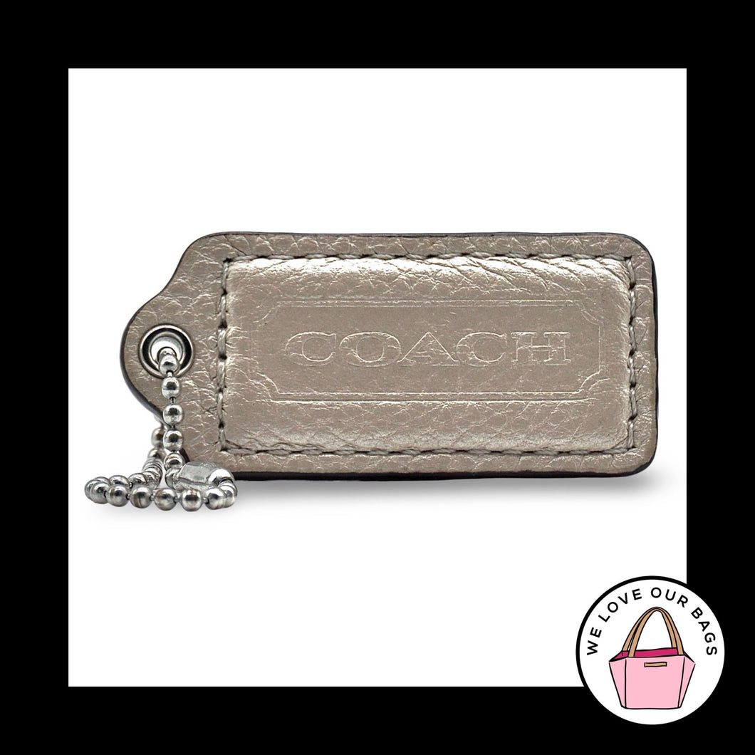 2.25 Large COACH Pearlized Beige Pebbled Leather Fob Bag Charm Keychain Hang Tag