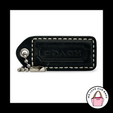 Load image into Gallery viewer, COACH Y2K VINTAGE Hang Tag 2" Black Leather Bag Charm Keychain Fob Nickel
