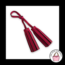 Load image into Gallery viewer, COACH LEGACY Double Tassel Hang Tag Strap Pink Leather Bag Charm Keychain Fob
