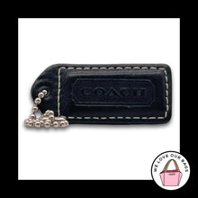 Load image into Gallery viewer, COACH Y2K VINTAGE Hang Tag Bag Charm Keychain Fob Black Saddle Brown Leather 2"
