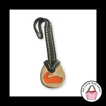 Load image into Gallery viewer, VINTAGE Y2K DOONEY &amp; BOURKE Orange Duck Black Leather Fob Bag Charm Hang Tag

