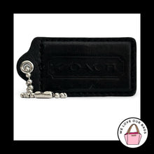 Load image into Gallery viewer, XL COACH HANGTAG 3" Black Smooth Leather Bag Charm Keychain Fob Nickel X-Large

