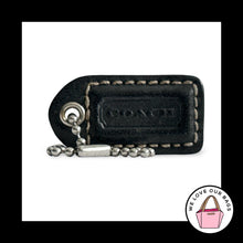 Load image into Gallery viewer, COACH Y2K VINTAGE HangTag 1.5" Black Leather Bag Charm Keychain Fob Nickel Small
