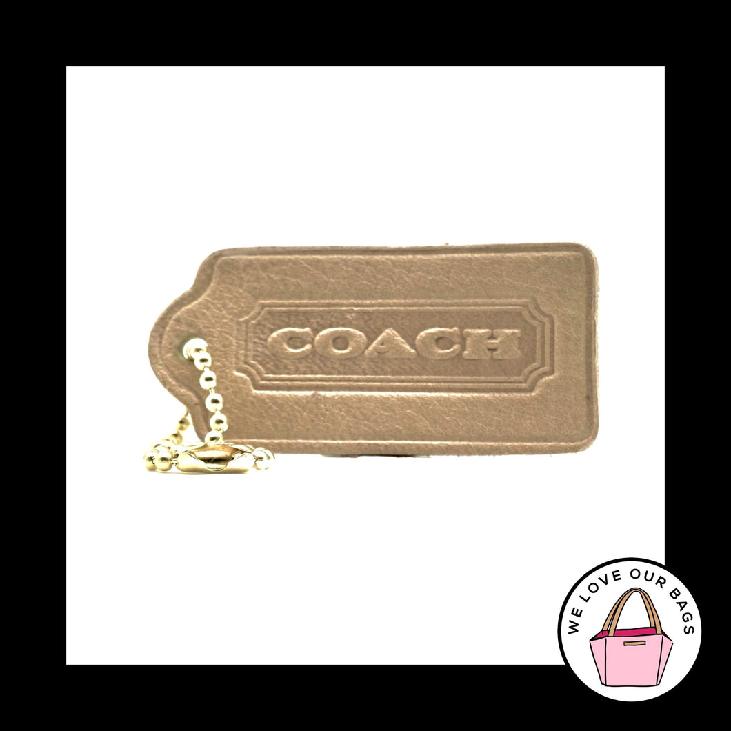 VINTAGE COACH SONOMA Sand Tan Leather Brass Key Fob Bag Charm Keychain Hang Tag