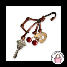 Load image into Gallery viewer, New COACH TERI CHARM Cherry Key Heart Leather Strap Hang Tag Fob Loved Denim Bag
