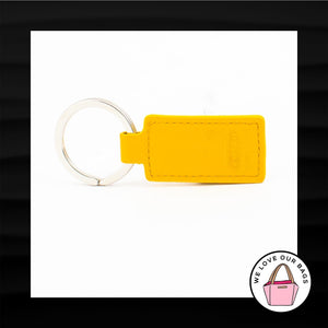 Y2K VINTAGE Rare COACH Yellow Leather Nickel Key Fob Bag Charm Keychain Hang Tag