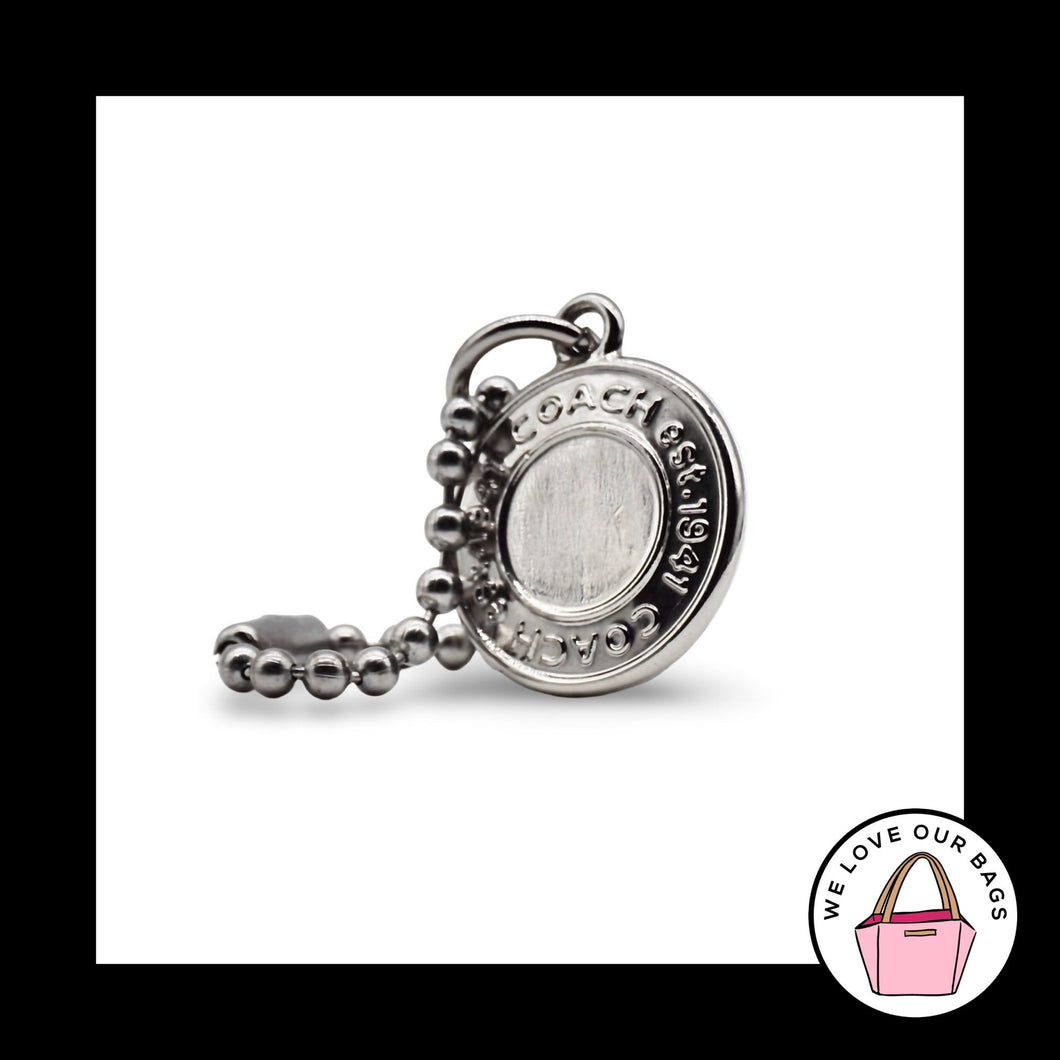 VINTAGE COACH Silver Nickel Metal Round Disc Key Fob Bag Charm Keychain Hang Tag
