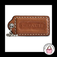 Load image into Gallery viewer, COACH HANG TAG 2" Cognac Brown Leather Bag Charm Keychain Fob Nickel Medium
