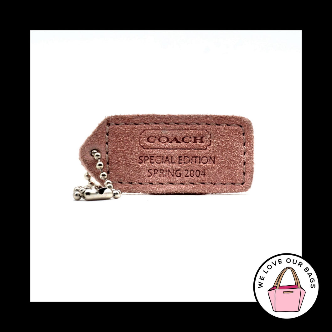 Special Edition 2004 VINTAGE COACH Pink Suede Fob Bag Charm Keychain Hang Tag