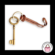 Load image into Gallery viewer, Y2K FOSSIL KEY Gold Brass Brown Leather Strap Bag Charm Hang Tag Keychain Fob
