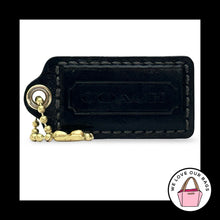 Load image into Gallery viewer, Rare COACH HANG TAG 2.5" Black Patent Leather Brass Bag Charm Keychain Fob Large
