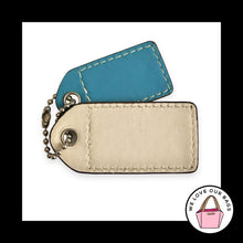 Load image into Gallery viewer, Lot COACH VINTAGE XL HangTag Stripe Green Blue Yellow Leather Bag Charm Keychain
