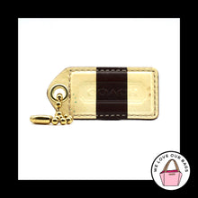 Load image into Gallery viewer, 2.5&quot; VINTAGE COACH STRIPE Cream Brown Leather Fob Bag Charm Keychain Hang Tag
