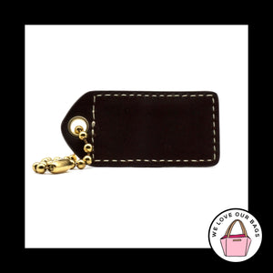 2.5" VINTAGE COACH STRIPE Cream Brown Leather Fob Bag Charm Keychain Hang Tag