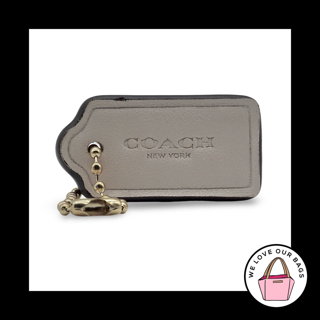 1.5 Small COACH Chalk White Smooth Leather Brass Fob Bag Charm Keychain Hang Tag