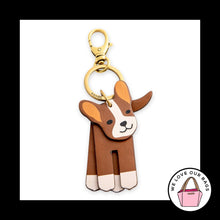 Load image into Gallery viewer, New FOSSIL SOFIA DOG Moving Parts Brown Leather Bag Charm Hang Tag Keychain Fob

