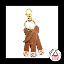 Load image into Gallery viewer, New FOSSIL SOFIA DOG Moving Parts Brown Leather Bag Charm Hang Tag Keychain Fob
