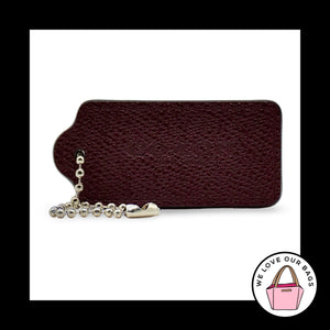 2.25" COACH NEW YORK Burgundy Crossgrain Leather Fob Bag Charm Keychain Hang Tag