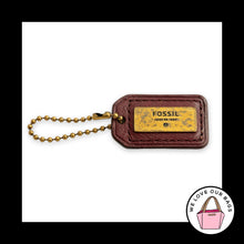 Load image into Gallery viewer, Y2K Vintage FOSSIL 1954 Brown Leather Brass Bag Charm Hang Tag Keychain Key Fob
