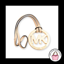 Load image into Gallery viewer, MICHAEL KORS Gold Brass Tan Natural Leather Strap Bag Charm Hang Tag Keychain
