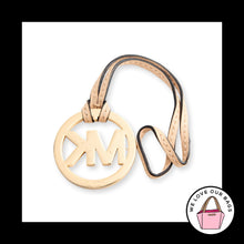 Load image into Gallery viewer, MICHAEL KORS Gold Brass Tan Natural Leather Strap Bag Charm Hang Tag Keychain
