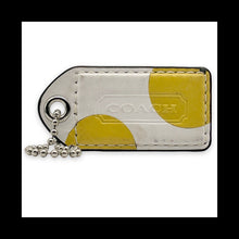 Load image into Gallery viewer, COACH Y2K VINTAGE Hang Tag 3" Yellow Polka Dot Bag Charm Keychain Fob Leather XL

